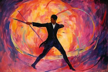 Wall Mural - A fierce and deadly duelist, engaging in graceful combat with a rapier and unparalleled skill. - Generative AI