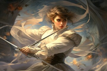 Wall Mural - A fierce and deadly duelist, engaging in graceful combat with a rapier and unparalleled skill. - Generative AI