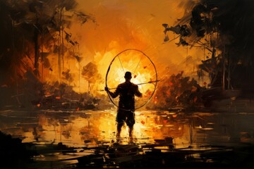 Canvas Print - A master of archery, striking distant targets with unparalleled accuracy. - Generative AI