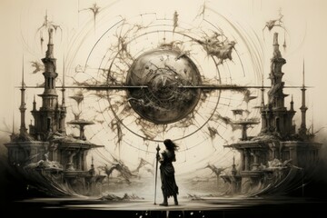 Wall Mural - A master of archery, striking distant targets with unparalleled accuracy. - Generative AI