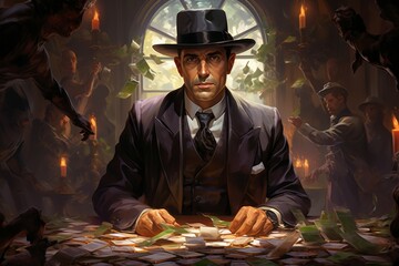 Canvas Print - A cunning and manipulative spy, gathering information and infiltrating enemy ranks. - Generative AI