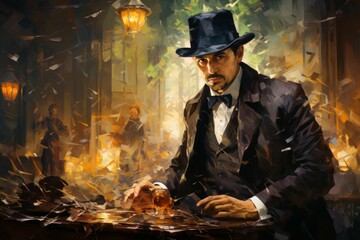 Canvas Print - A cunning and manipulative spy, gathering information and infiltrating enemy ranks. - Generative AI