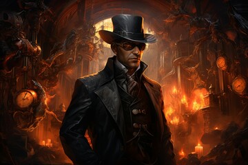 Canvas Print - A cunning and manipulative spy, gathering information and infiltrating enemy ranks. - Generative AI