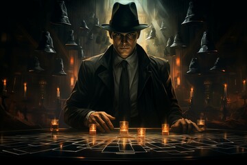 Canvas Print - A cunning and manipulative spy, gathering information and infiltrating enemy ranks. - Generative AI