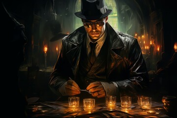 Canvas Print - A cunning and manipulative spy, gathering information and infiltrating enemy ranks. - Generative AI