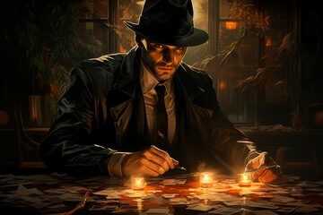 Canvas Print - A cunning and manipulative spy, gathering information and infiltrating enemy ranks. - Generative AI