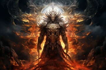 Wall Mural - a resilient and steadfast guardian, shielding allies from harm with unwavering resolve. - generative