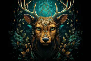 Canvas Print - A wise and ancient druid, attuned to nature and capable of transforming into beasts. - Generative AI