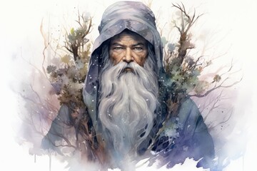 Wall Mural - A wise and ancient druid, attuned to nature and capable of transforming into beasts. - Generative AI