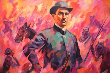 Wall Mural - A skilled and strategic tactician, orchestrating battles and leading troops to victory. - Generative AI