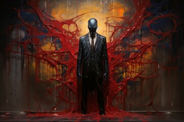 Wall Mural - a relentless and vengeful avenger, driven by a personal vendetta against evildoers. - generative ai