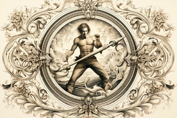 Canvas Print - A cunning and nimble swashbuckler, engaging in daring swordplay and acrobatic maneuvers. - Generative AI