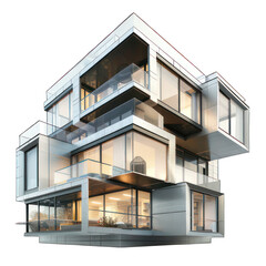 Wall Mural - Modern cube appartement isolated on white created with Generative AI