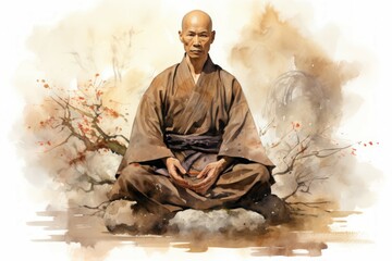 Wall Mural - A solemn and disciplined monk, mastering martial arts and achieving inner harmony. - Generative AI