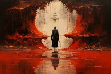 Wall Mural - a solemn and disciplined monk, mastering martial arts and achieving inner harmony. - generative ai