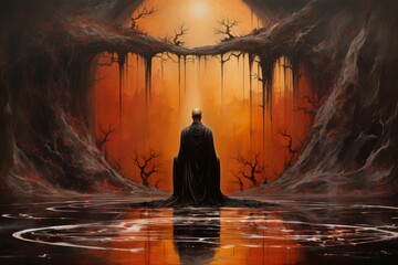 Wall Mural - a solemn and disciplined monk, mastering martial arts and achieving inner harmony. - generative ai