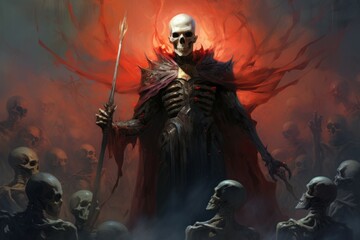 Canvas Print - a powerful and fearsome necromancer, commanding legions of undead minions. - generative ai