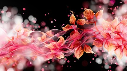 Poster - Dynamic digital art  illuminated particles and swirling lines in a virtual realm
