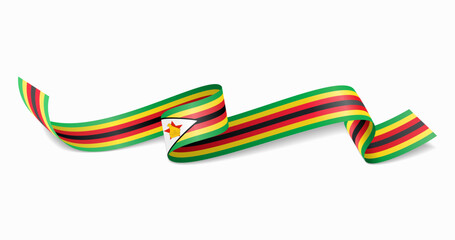 Wall Mural - Zimbabwean flag wavy abstract background. Vector illustration.