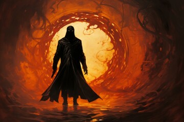 Wall Mural - a brooding and mysterious assassin, lurking in the shadows and eliminating targets with lethal preci