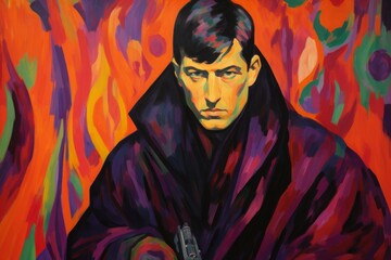 Wall Mural - A brooding and mysterious assassin, lurking in the shadows and eliminating targets with lethal precision. - Generative AI