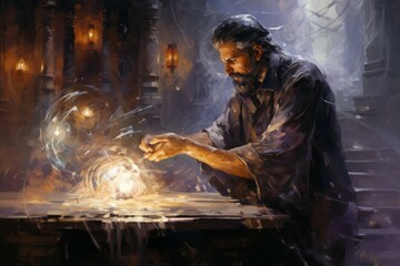 Wall Mural - a skilled and versatile spellcaster, adept at manipulating the forces of magic to achieve desired ou