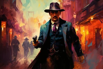 Wall Mural - A relentless and skilled bounty hunter, tracking down and capturing fugitives with ruthless efficiency. - Generative AI