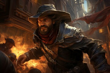 Wall Mural - A relentless and skilled bounty hunter, tracking down and capturing fugitives with ruthless efficiency. - Generative AI