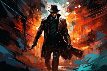 Wall Mural - A relentless and skilled bounty hunter, tracking down and capturing fugitives with ruthless efficiency. - Generative AI