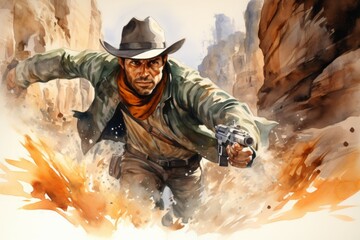 Wall Mural - A relentless and skilled bounty hunter, tracking down and capturing fugitives with ruthless efficiency. - Generative AI