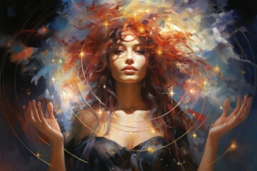 Wall Mural - a wise and revered oracle, gifted with prophetic visions and cosmic insight. - generative ai