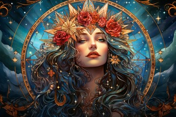Wall Mural - A wise and revered oracle, gifted with prophetic visions and cosmic insight. - Generative AI