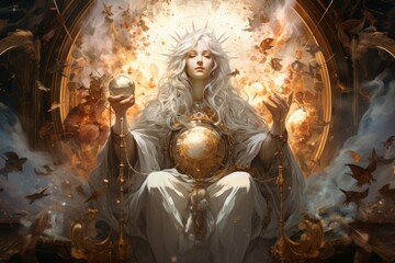 Wall Mural - A wise and revered oracle, gifted with prophetic visions and cosmic insight. - Generative AI