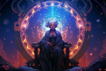 Wall Mural - a wise and revered oracle, gifted with prophetic visions and cosmic insight. - generative ai