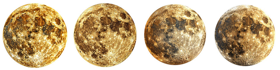Sticker - Gold full moon sticker design element  Hyperrealistic Highly Detailed Isolated On Transparent Background Png File