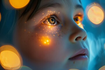 Leinwandbilder - A blurred image focusing on the warm glow of lights set against a dark, moody background