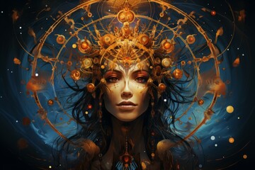 Wall Mural - a wise and revered oracle, gifted with prophetic visions and cosmic insight. - generative ai