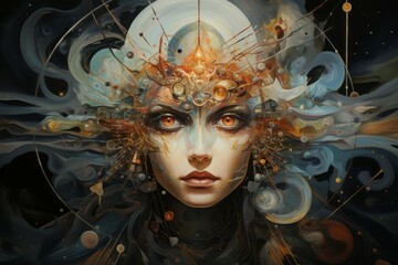 Wall Mural - a wise and revered oracle, gifted with prophetic visions and cosmic insight. - generative ai