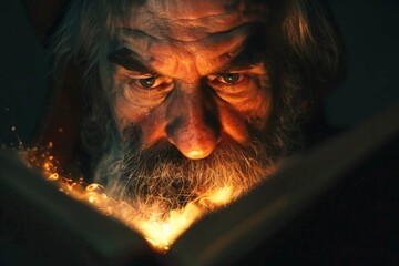 Poster - Glimmering sparkles flow from an open book near someone's hair, creating a whimsical scene