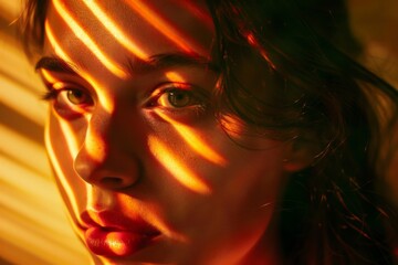 Poster - A close-up image focusing on hair strands with an orange glow and bokeh effect creating an artistic mood