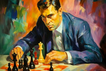 Wall Mural - A calculating and cunning strategist, outmaneuvering opponents with tactical brilliance. - Generative AI