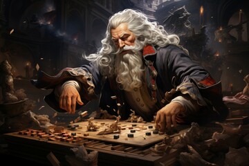 Wall Mural - A calculating and cunning strategist, outmaneuvering opponents with tactical brilliance. - Generative AI