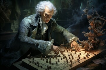 Wall Mural - A calculating and cunning strategist, outmaneuvering opponents with tactical brilliance. - Generative AI