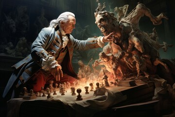 Wall Mural - A calculating and cunning strategist, outmaneuvering opponents with tactical brilliance. - Generative AI