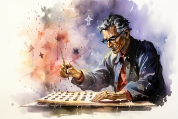 Wall Mural - A calculating and cunning strategist, outmaneuvering opponents with tactical brilliance. - Generative AI