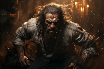 Wall Mural - a fearless and mighty berserker, unleashing devastating attacks with unbridled fury. - generative ai