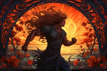 Wall Mural - a fearless and mighty berserker, unleashing devastating attacks with unbridled fury. - generative ai