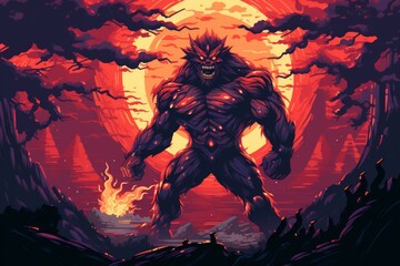 Wall Mural - A fearless and mighty berserker, unleashing devastating attacks with unbridled fury. - Generative AI