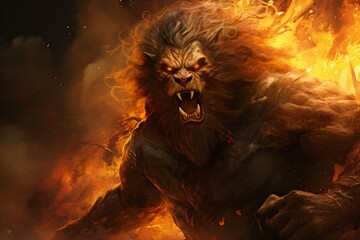 Wall Mural - A fearless and mighty berserker, unleashing devastating attacks with unbridled fury. - Generative AI