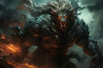 Wall Mural - A fearless and mighty berserker, unleashing devastating attacks with unbridled fury. - Generative AI